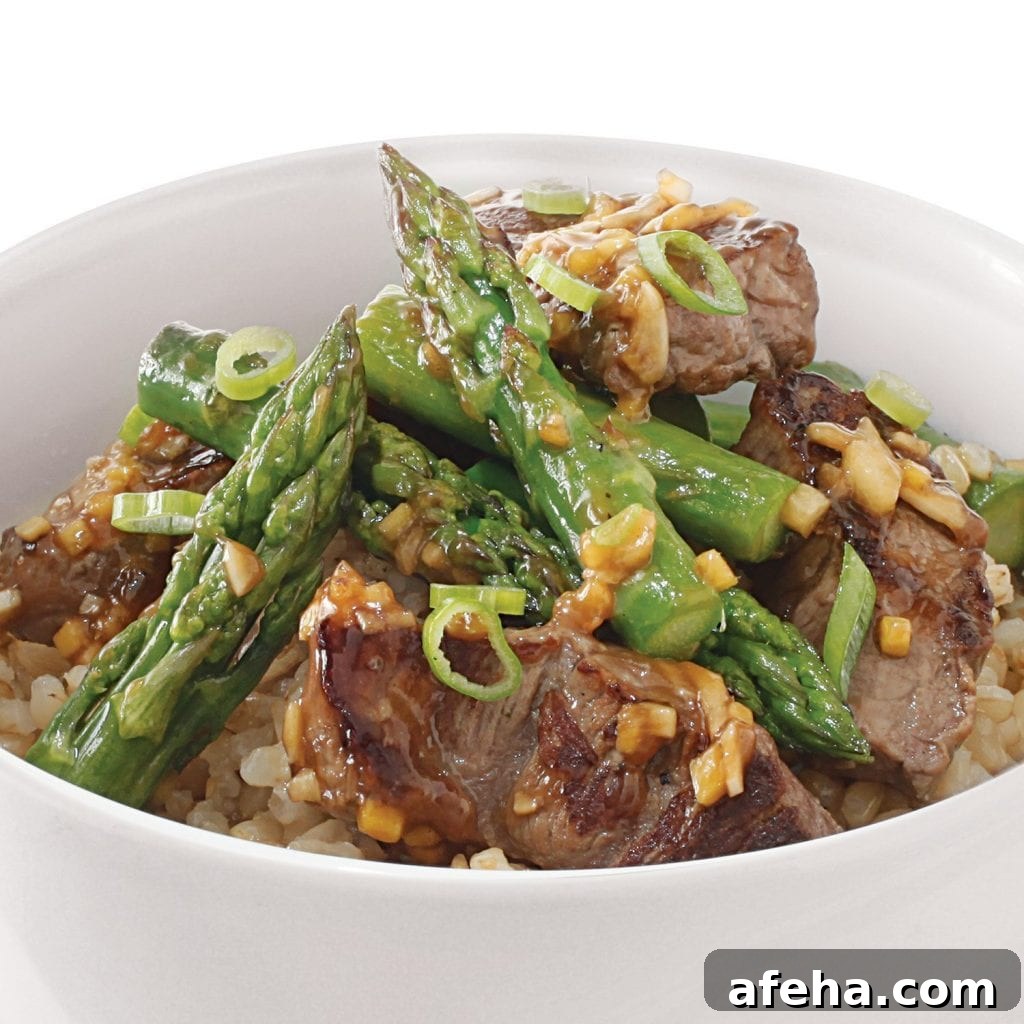 Immune-boosting school nutrition includes sources of zinc, like beef, in this beef and asparagus dish.