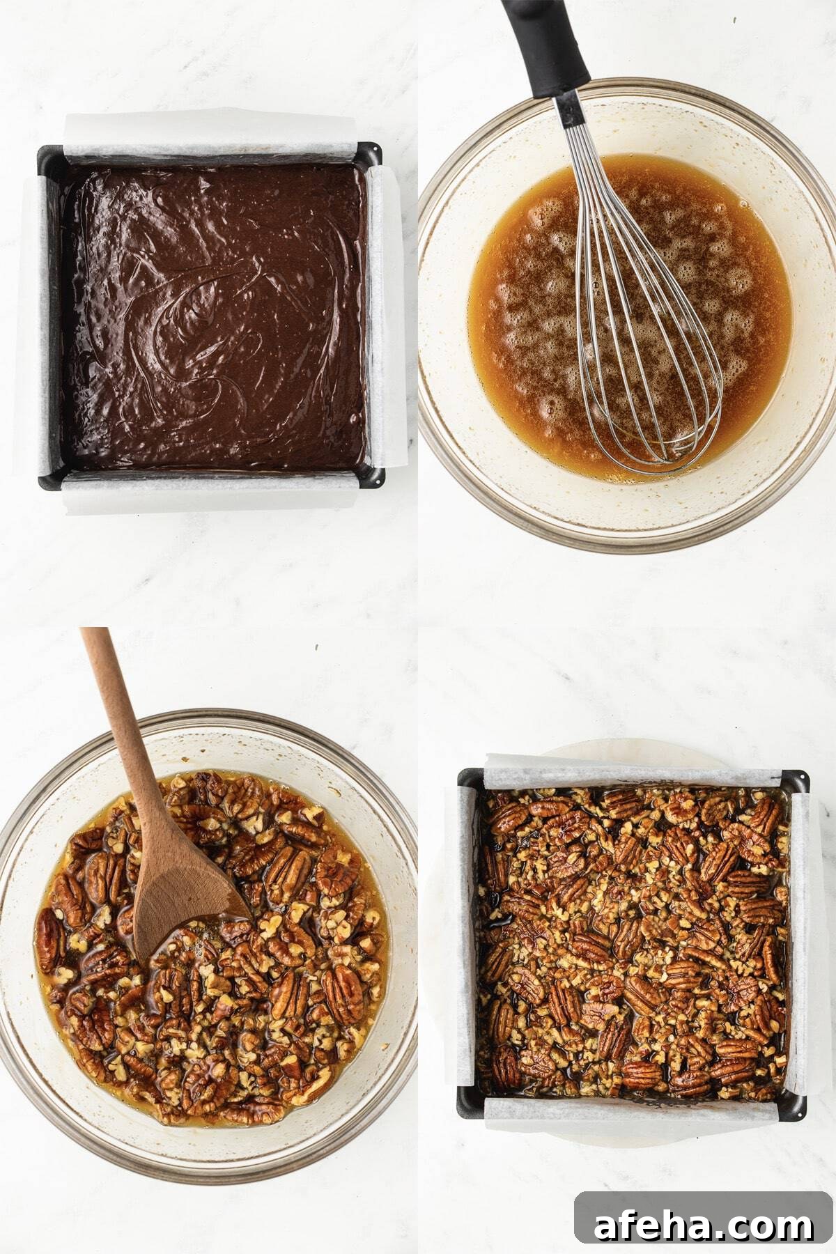 Homemade Pecan Pie Brownies Recipe — From Scratch and Rich 6 how to make the topping for Pecan Pie Brownies