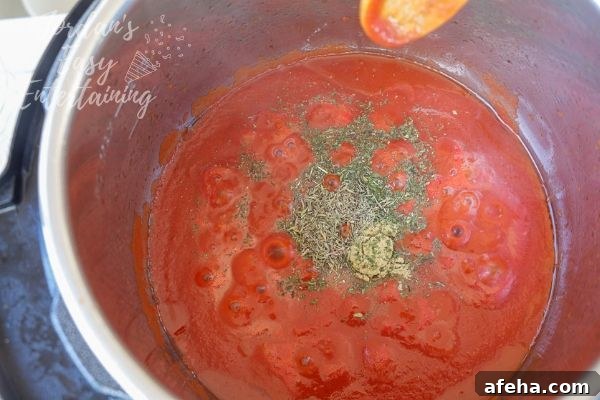 making a marinara sauce in an instant pot