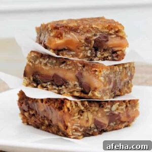 Carmelita Chocolate Caramel Bars Recipe — Chewy Chocolate Caramel Squares 3 Chocolate Caramel Oatmeal Bars