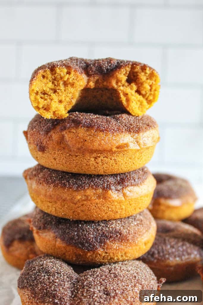 Spiced Gluten-Free Pumpkin Donuts: Soft Autumn Recipe 3 stack of gluten free pumpkin donuts.