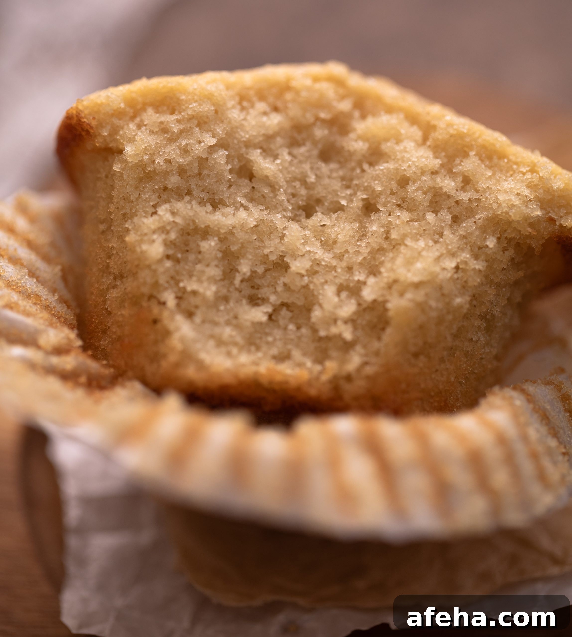 Another close-up shot showcasing the texture of bbe's milk muffins.