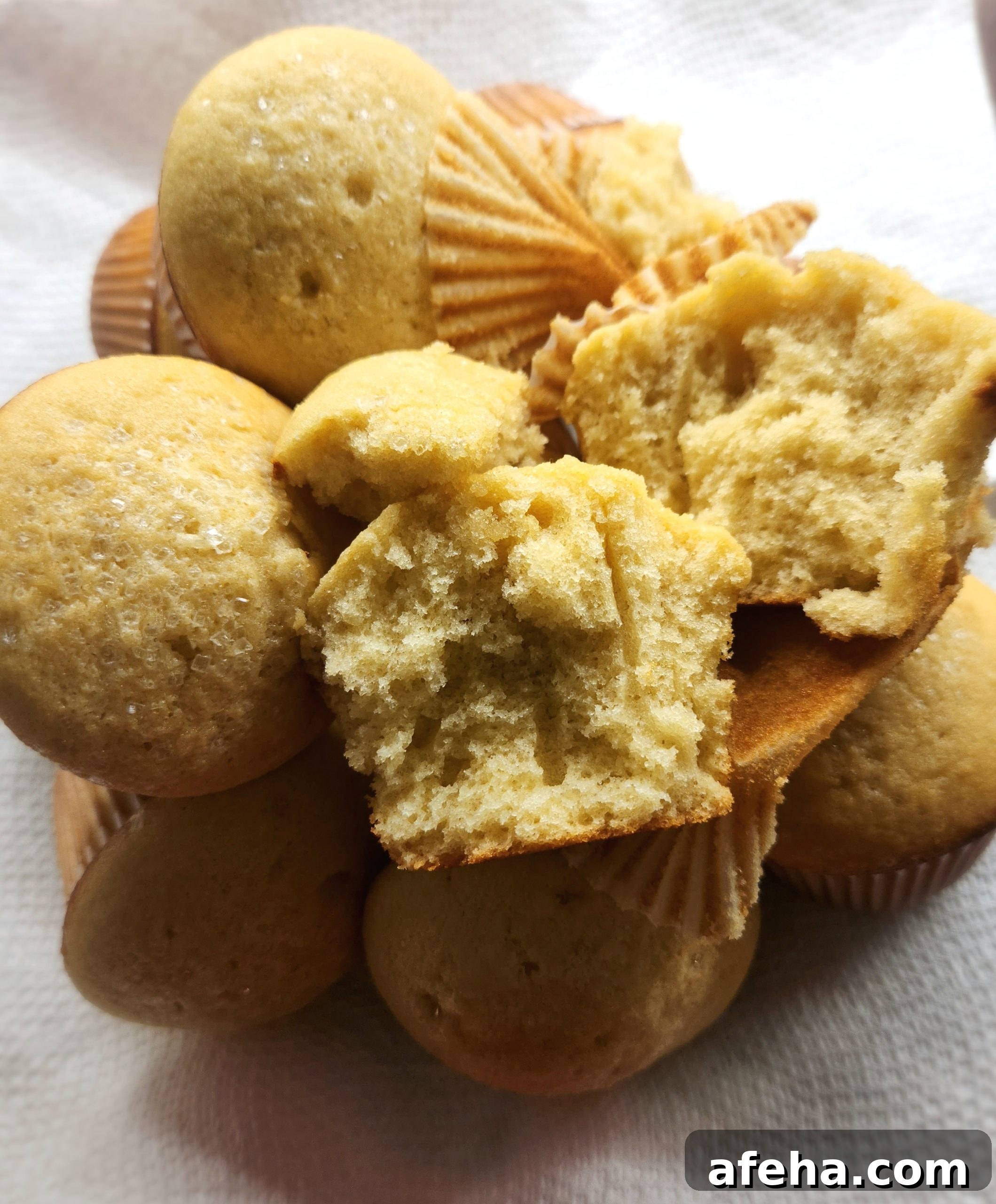 Showcasing the dryness and tunneling (a result of overmixing) of the first version of this recipe.