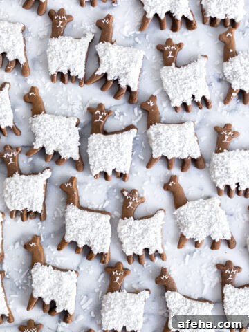 Gingerbread Coconut Llama Cookies by Baking The Goods.