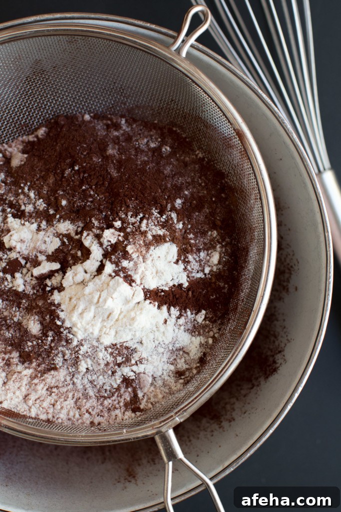 sifting dry ingredients