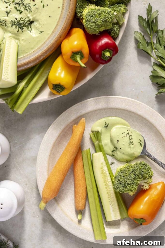 herby ranch dip with fresh dill