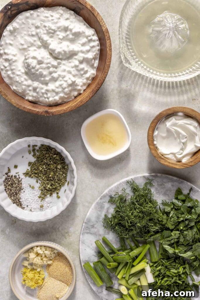 ranch dip in bowl with herbs