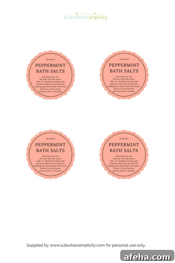 Gift tag for peppermint bath salts