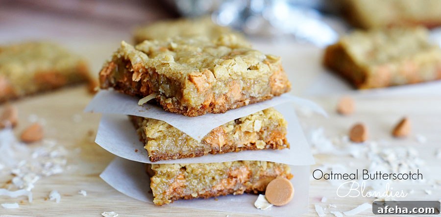 Oatmeal Butterscotch blondies stacked