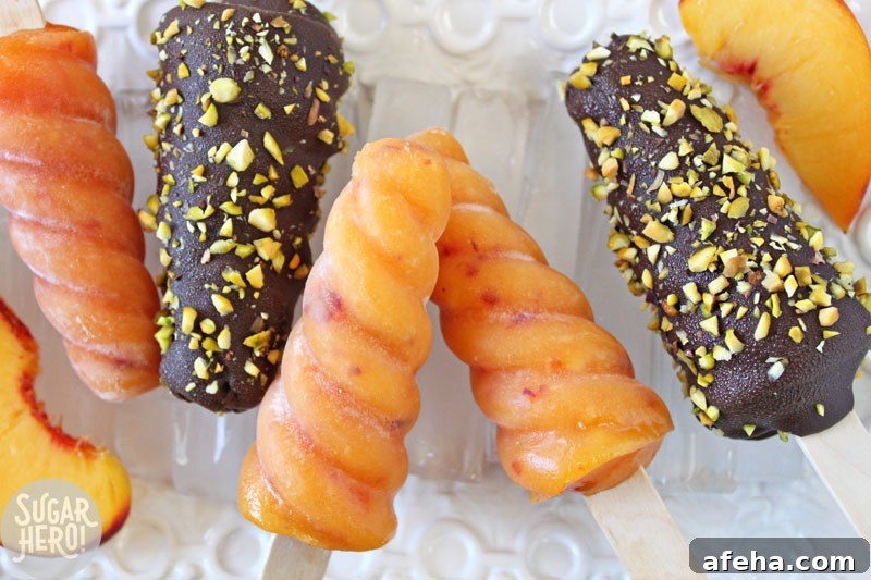 Peach Passion Pops | From SugarHero.com