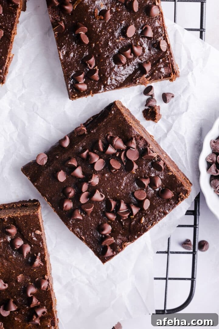 Cottage cheese brownie square on parchment paper