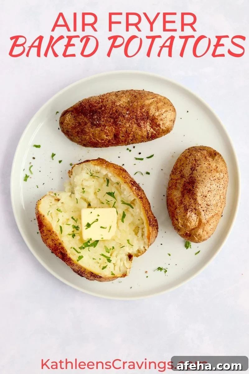 Air Fryer baked potatoes on a plate
