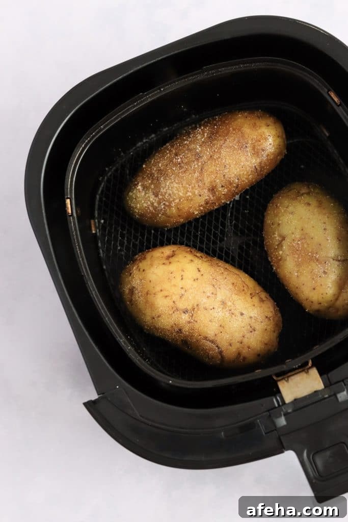 Russet potatoes in an air fryer