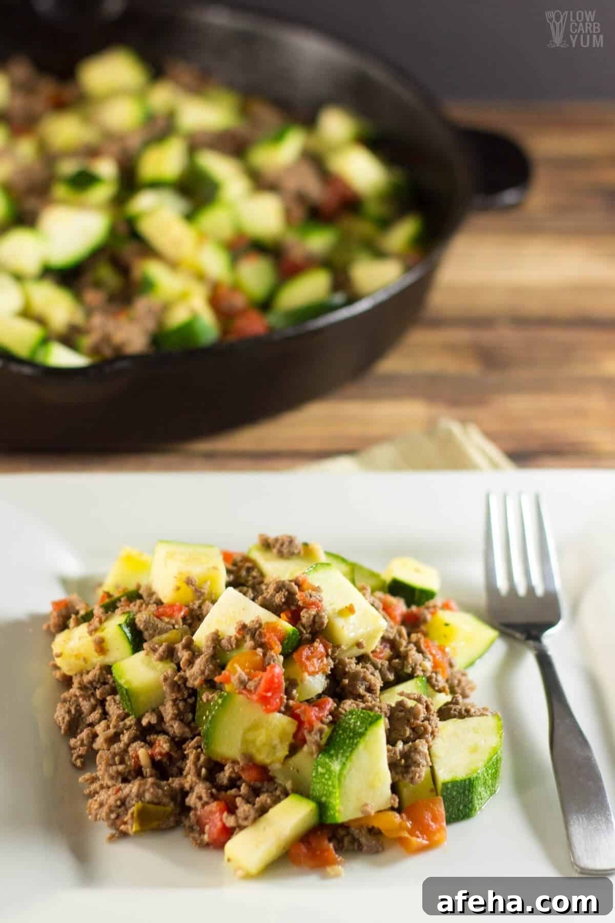 Mexican Zucchini & Ground Beef Skillet