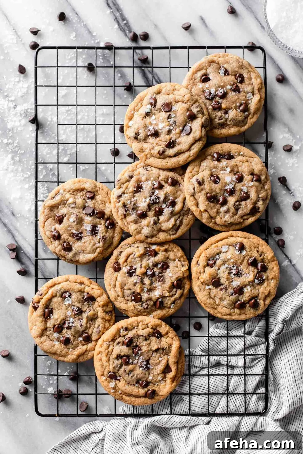 eggless chocolate chip cookies on wire rack