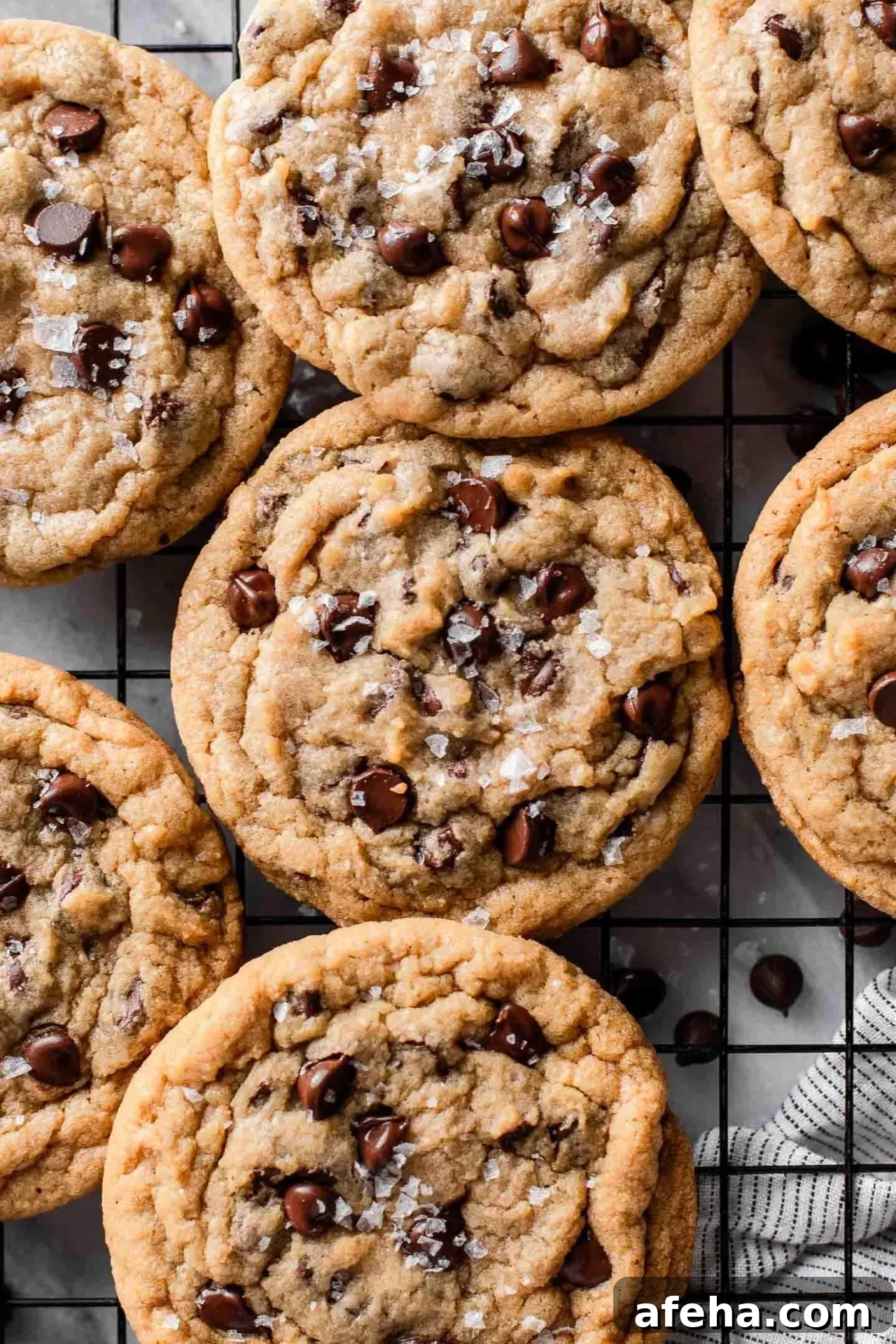 eggless chocolate chip cookies on wire rack