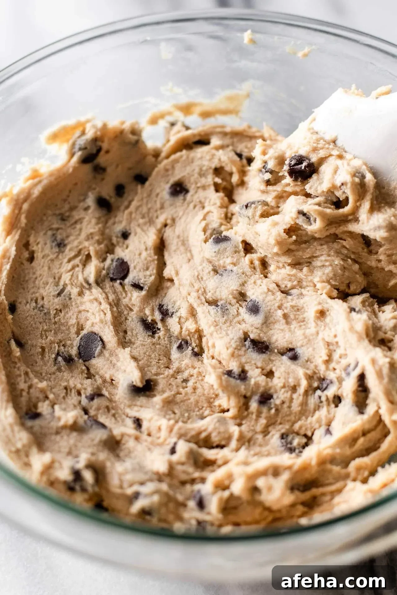eggless chocolate chip cookie dough in bowl