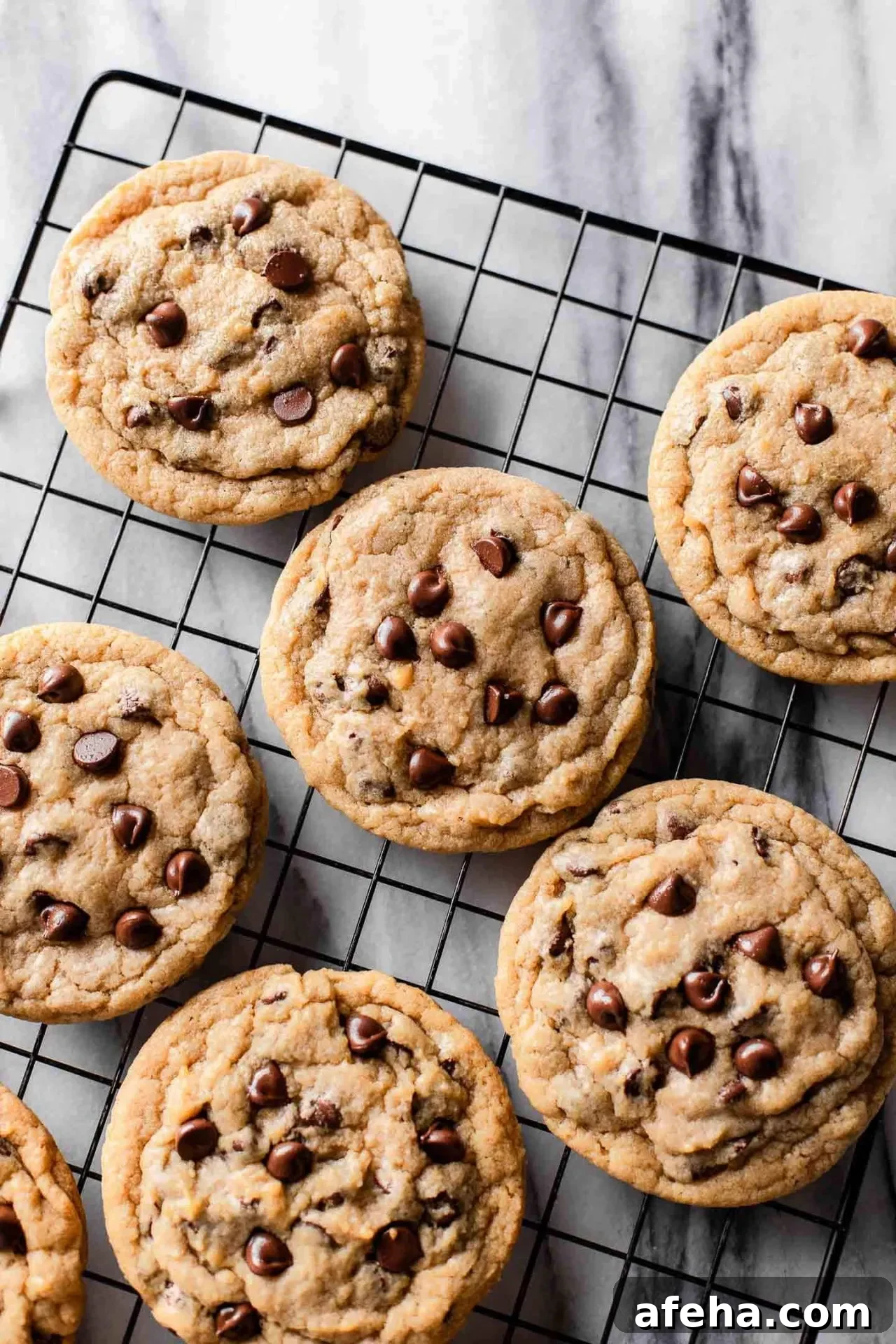eggless chocolate chip cookies on wire rack