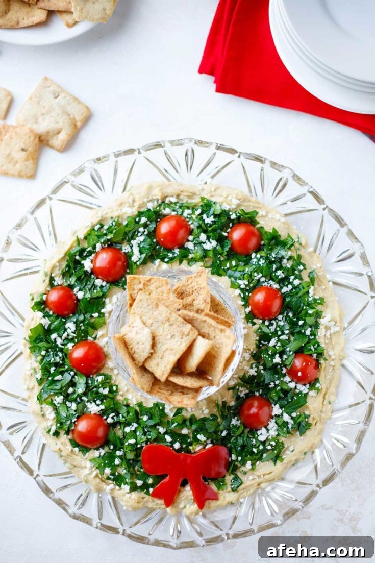 Image for Easy Christmas Appetizer "Hummus Wreath"