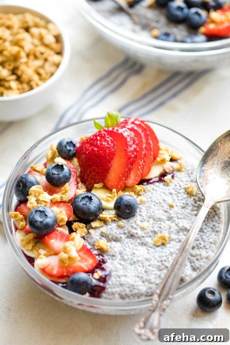 Chia pudding with coconut milk and berries