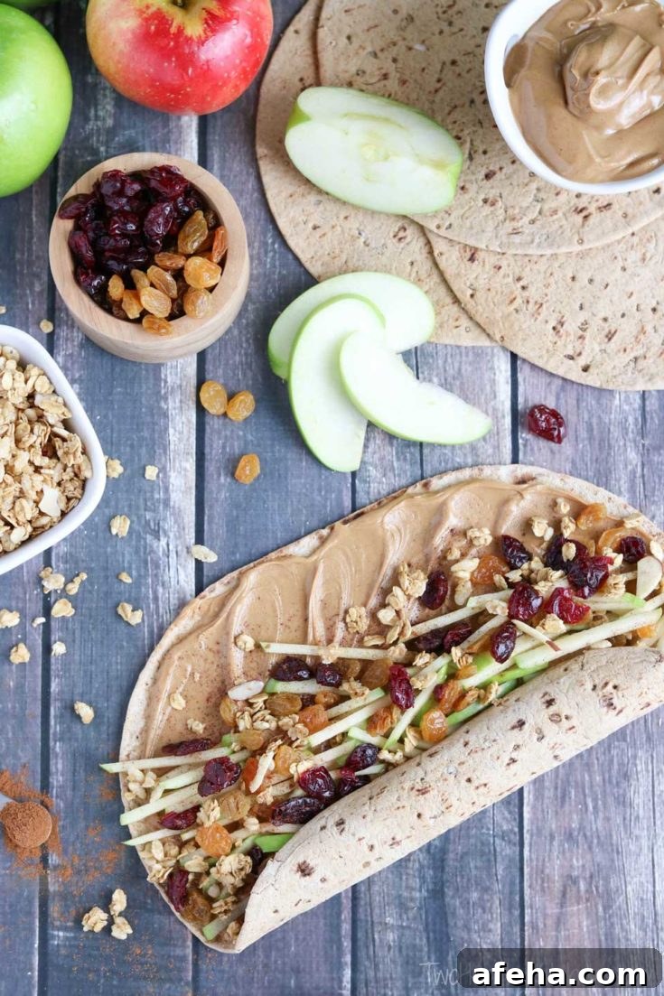 Granola Crunch Apple-Peanut Butter Sandwich Wraps
