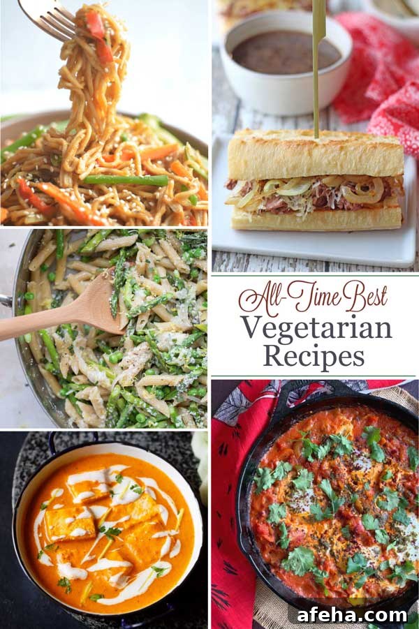 Pinnable collage "All-Time Best Vegetarian Recipes".