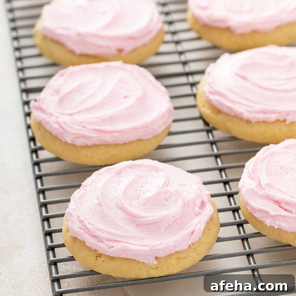 Soft sugar cookies with pink frosting