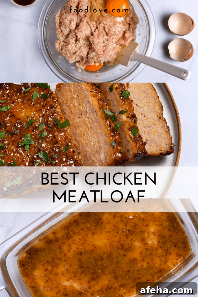 pinterest collage of how to make chicken meatloaf with ground chicken