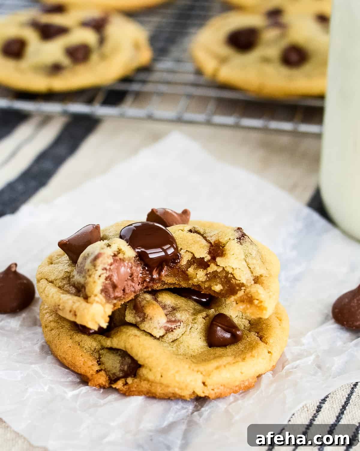 picture of chocolate chip cookies made with 1 egg cookie recipe