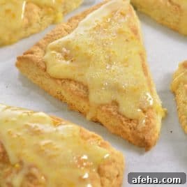 Citrus scones with orange glaze.