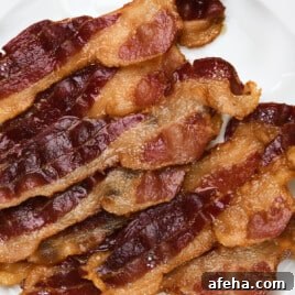 Crispy bacon on a plate.