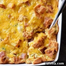 Ham and Cheese Croissant Casserole Recipe - An easy and delicious breakfast casserole.