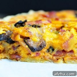 Bacon and mushroom quiche.
