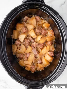 corned beef hash in a slow cooker.