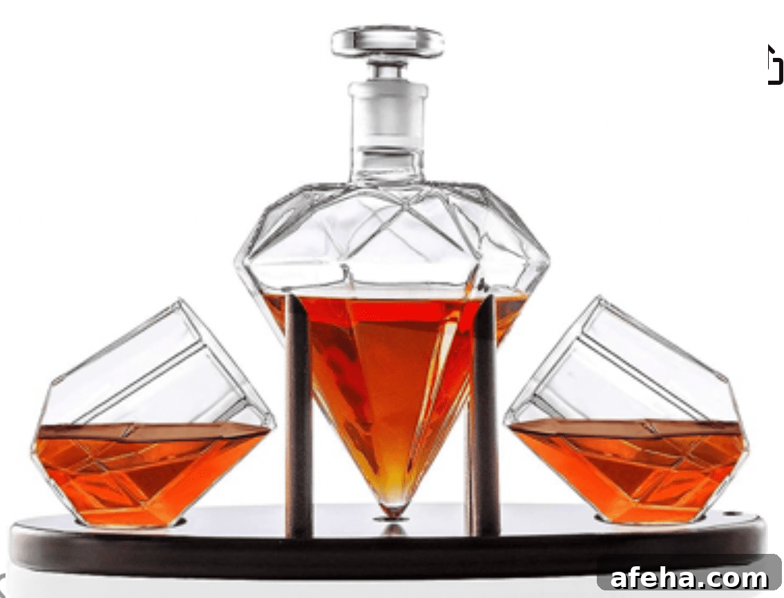 Hand Blown Diamond Whiskey Decanter