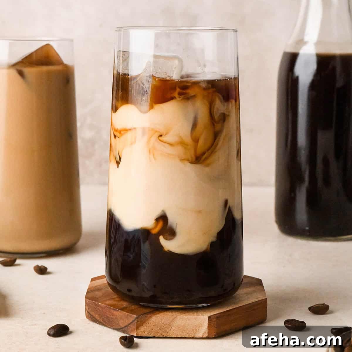 Cold Brew Coffee in a glass with cream