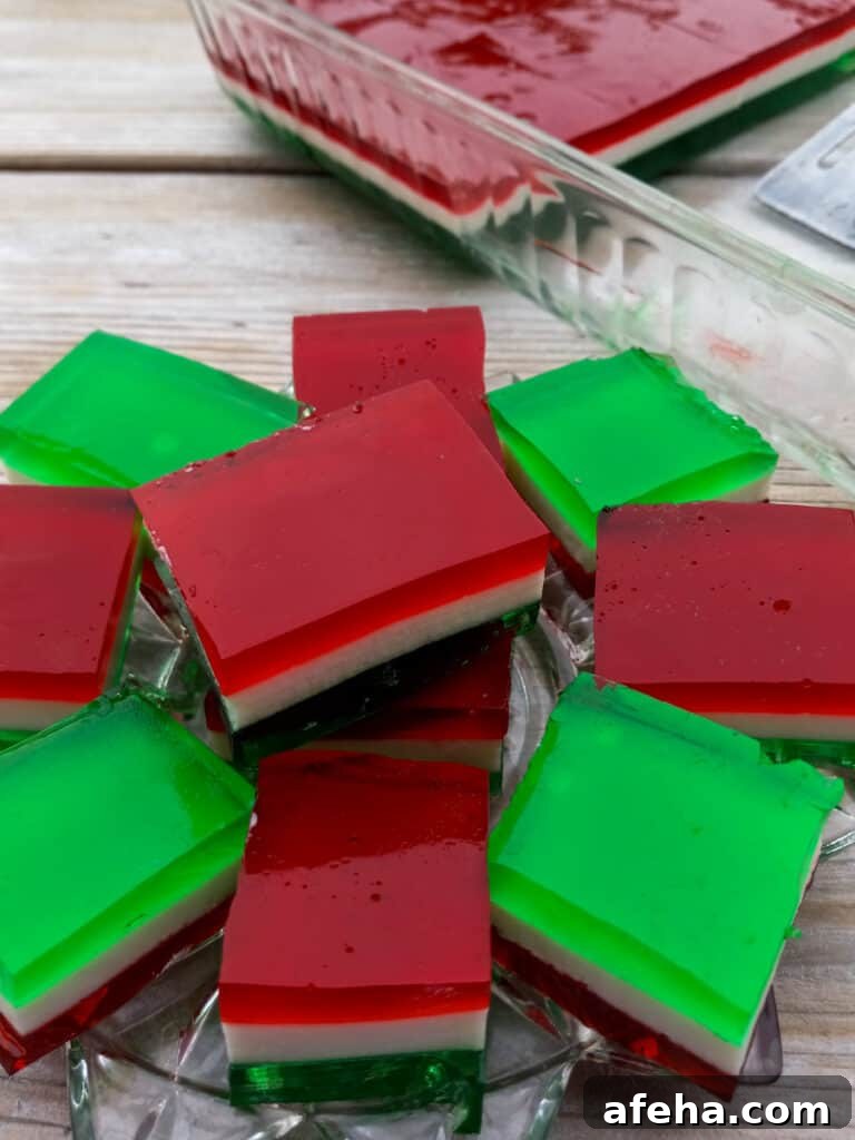 stack of layered finger jello on plate