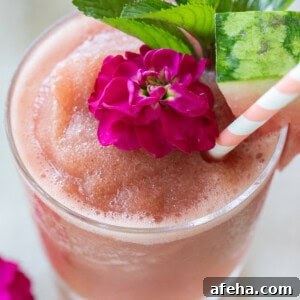 Watermelon Frosé Recipe: Refreshing Summer Rosé Slush 5 Frozen watermelon drink made with rosé, mint and lemon juice.