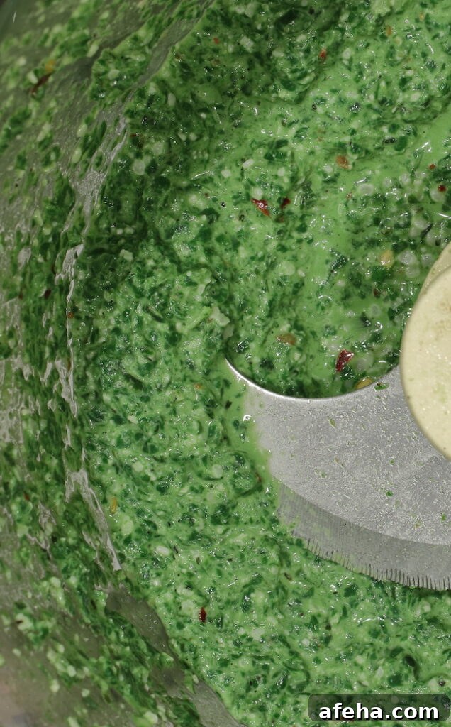 Creamy Vegan Pesto Without Nuts — Flavorful Plant-Based Sauce 6 Pesto blended in processor