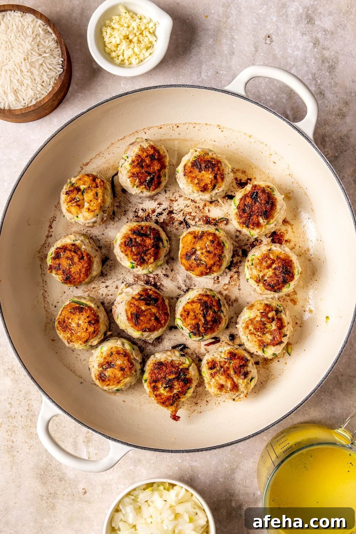How to Make One Pot Lemon Chicken Zucchini Meatballs and Rice Step 3 - Olivia Adriance