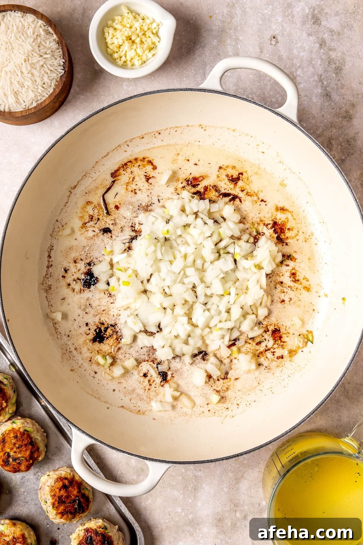 How to Make One Pot Lemon Chicken Zucchini Meatballs and Rice Step 4 - Olivia Adriance