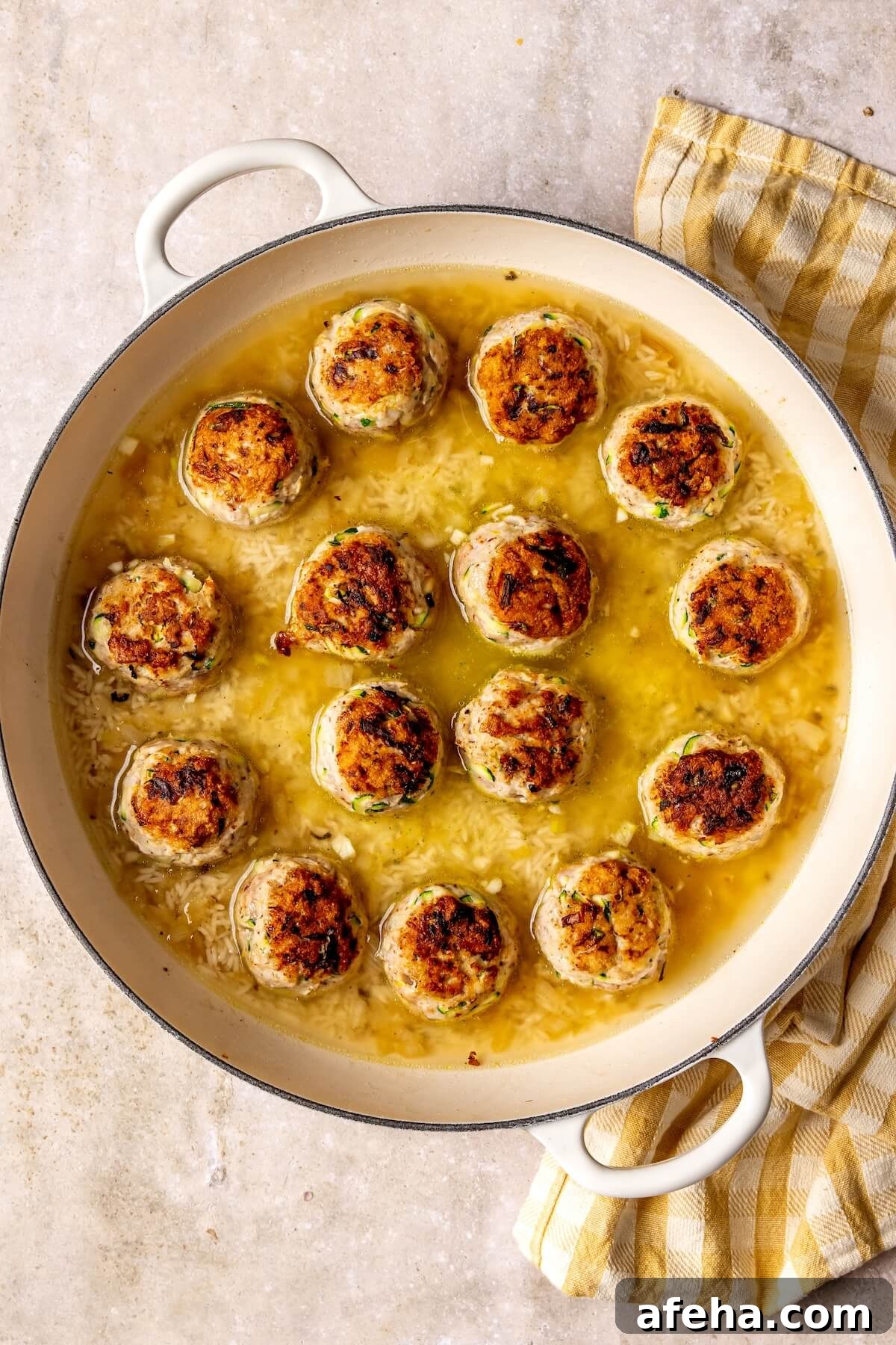 How to Make One Pot Lemon Chicken Zucchini Meatballs and Rice Step 6 - Olivia Adriance