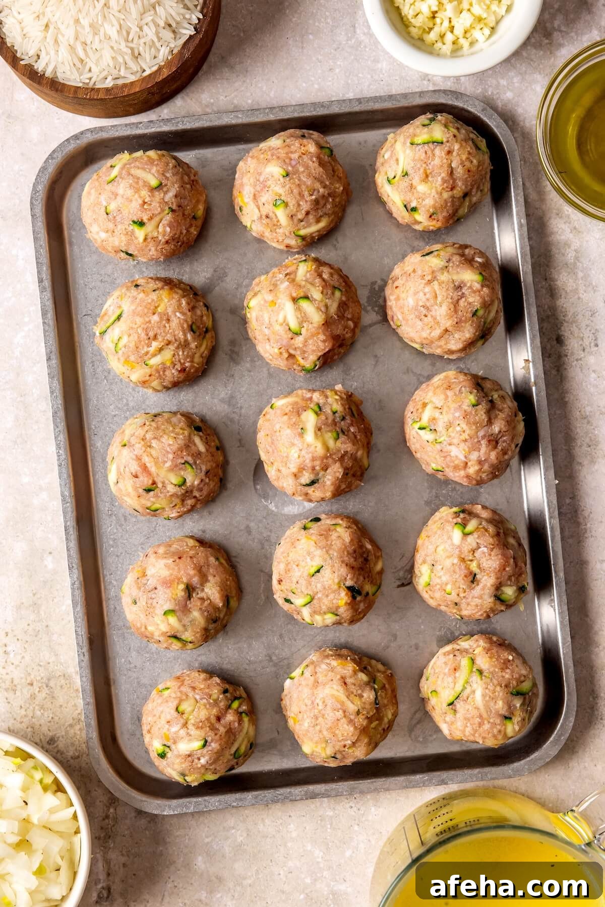How to Make One Pot Lemon Chicken Zucchini Meatballs and Rice Step 2 - Olivia Adriance
