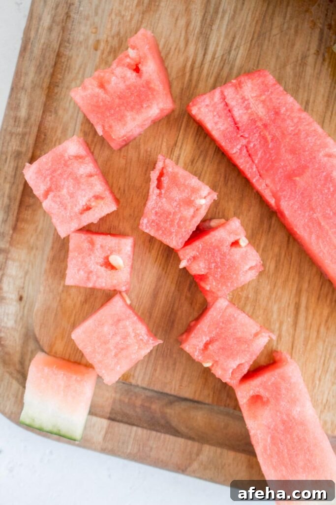 watermelon cut into cubes