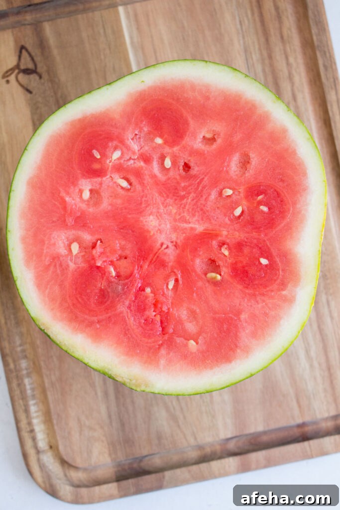 watermelon cut in half