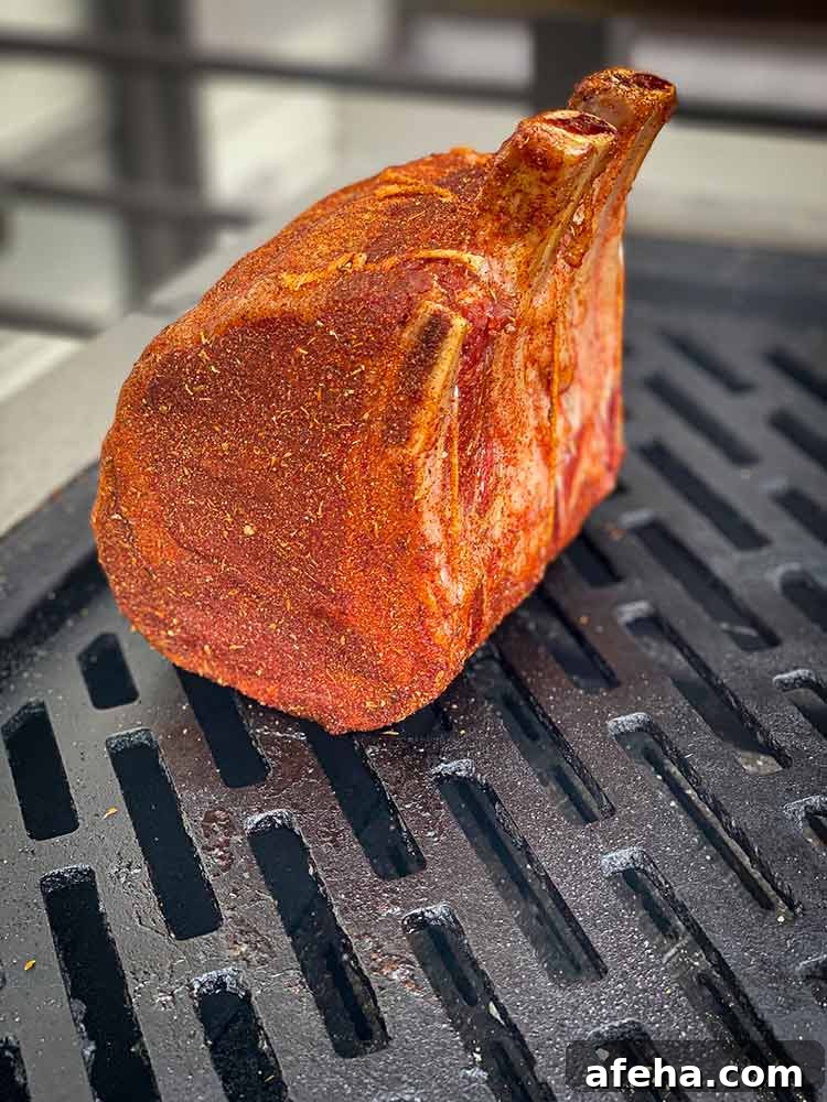 prime rib roast on grill over indirect heat