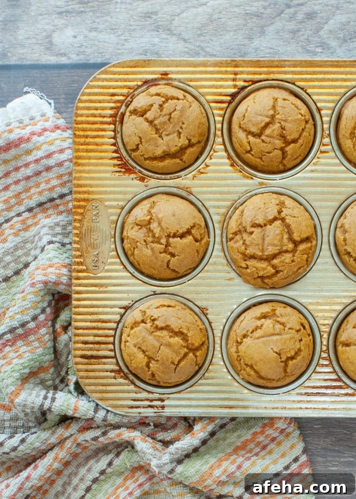 Gluten-Free Pumpkin Muffins (Dairy-Free) + Step-by-Step Video 5 half-dozen-gluten-free-pumpkin-muffins-in-a-muffin-tin-overhead