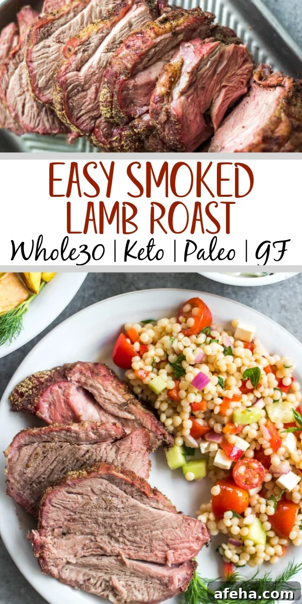 Smoked lamb roast ready to serve