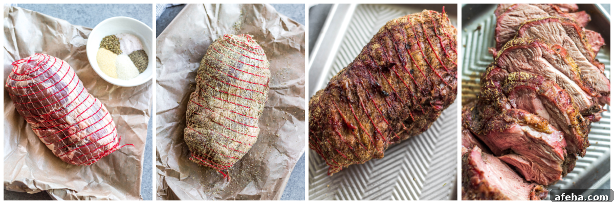 Smoked lamb roast cooking process