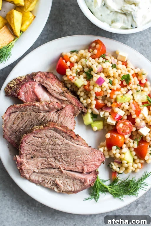 Sliced smoked lamb served